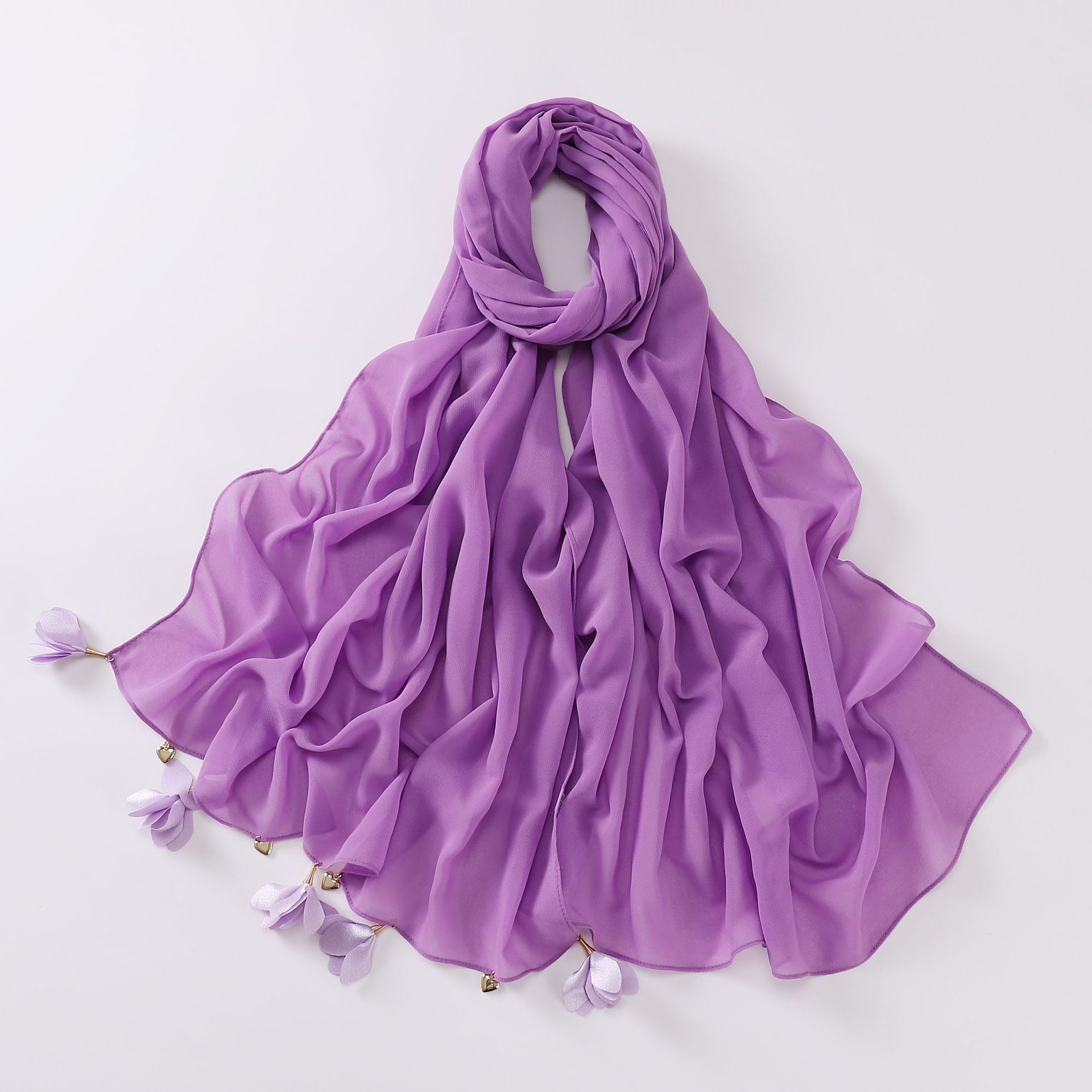 New handmade alloy love flower pearl chiffon scarf middle east headscarf yarn