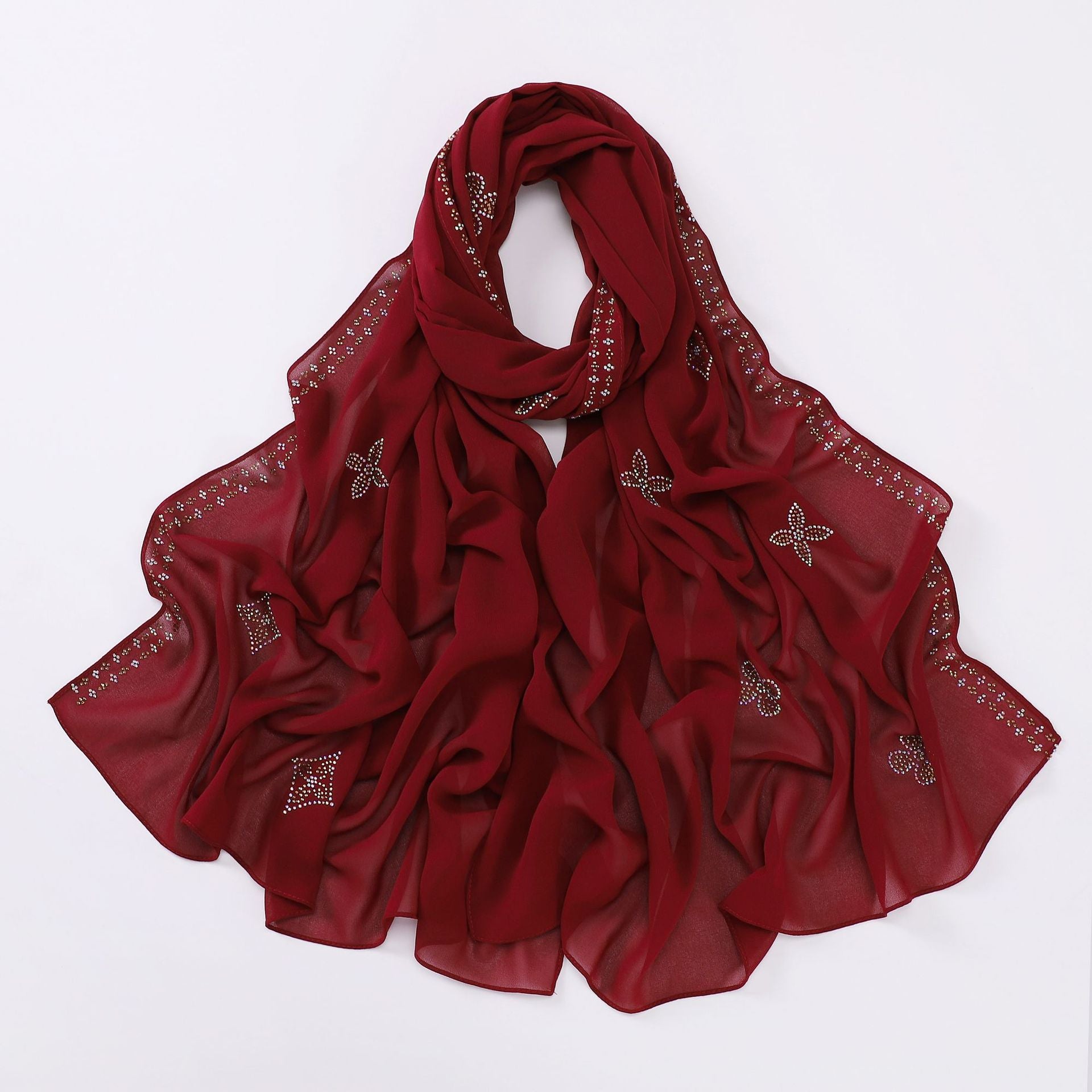 New pearl chiffon long towel boutique hot diamond yarn Middle East and Africa headscarf hijab