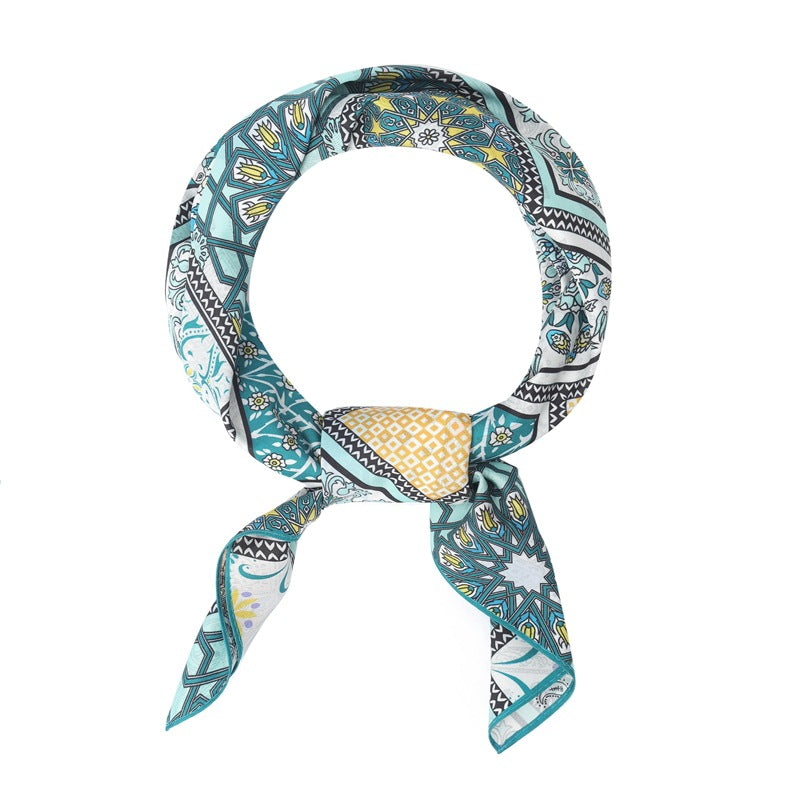 2025 new spring, summer and autumn thin headscarf double-sided printed silk scarf square scarf