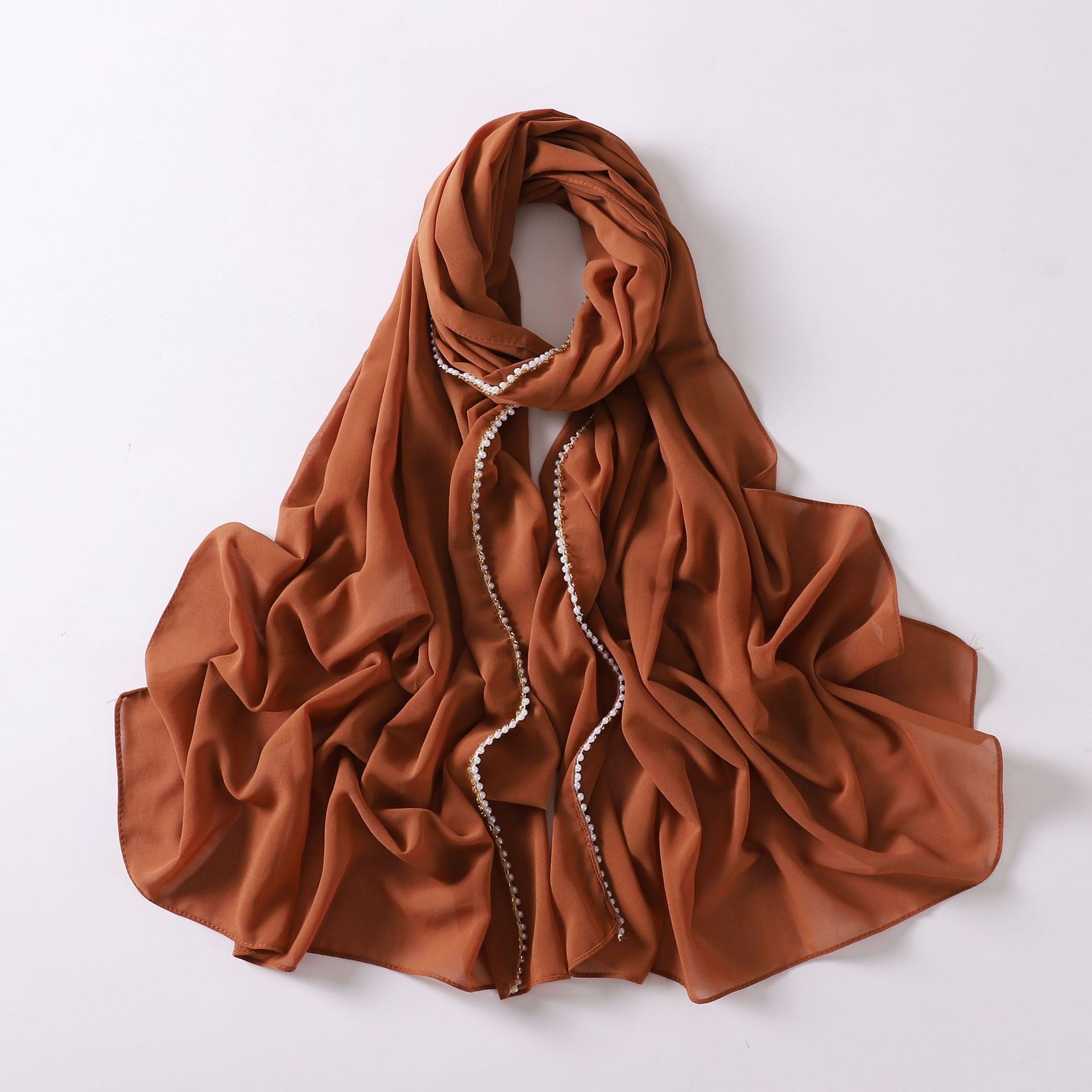 75D pearl chiffon double chain beaded scarf Malaysian headscarf Middle East Africa hijab