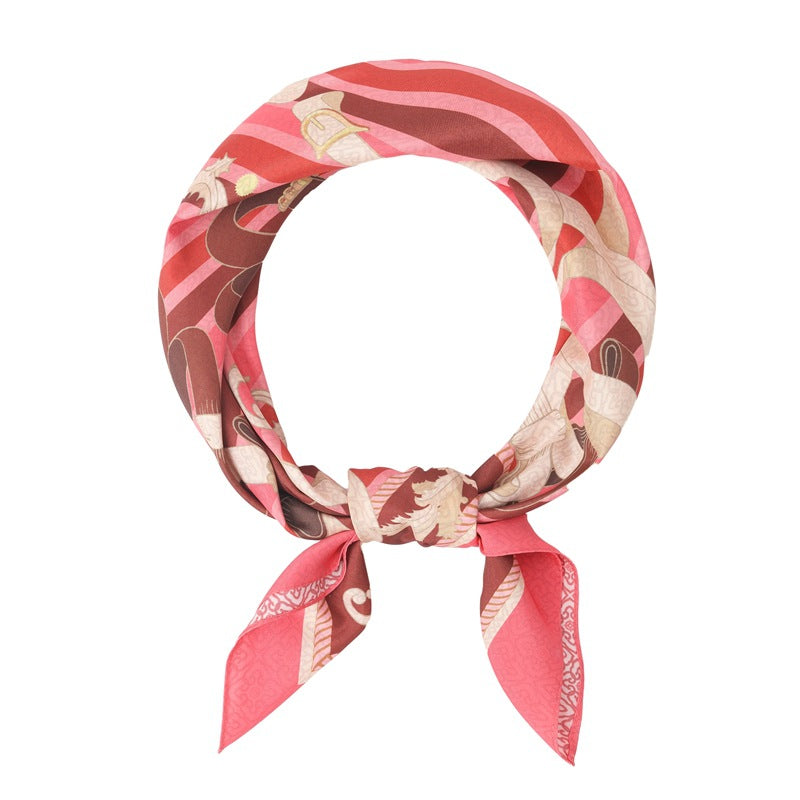 2025 new spring, summer and autumn thin headscarf double-sided printed silk scarf square scarf