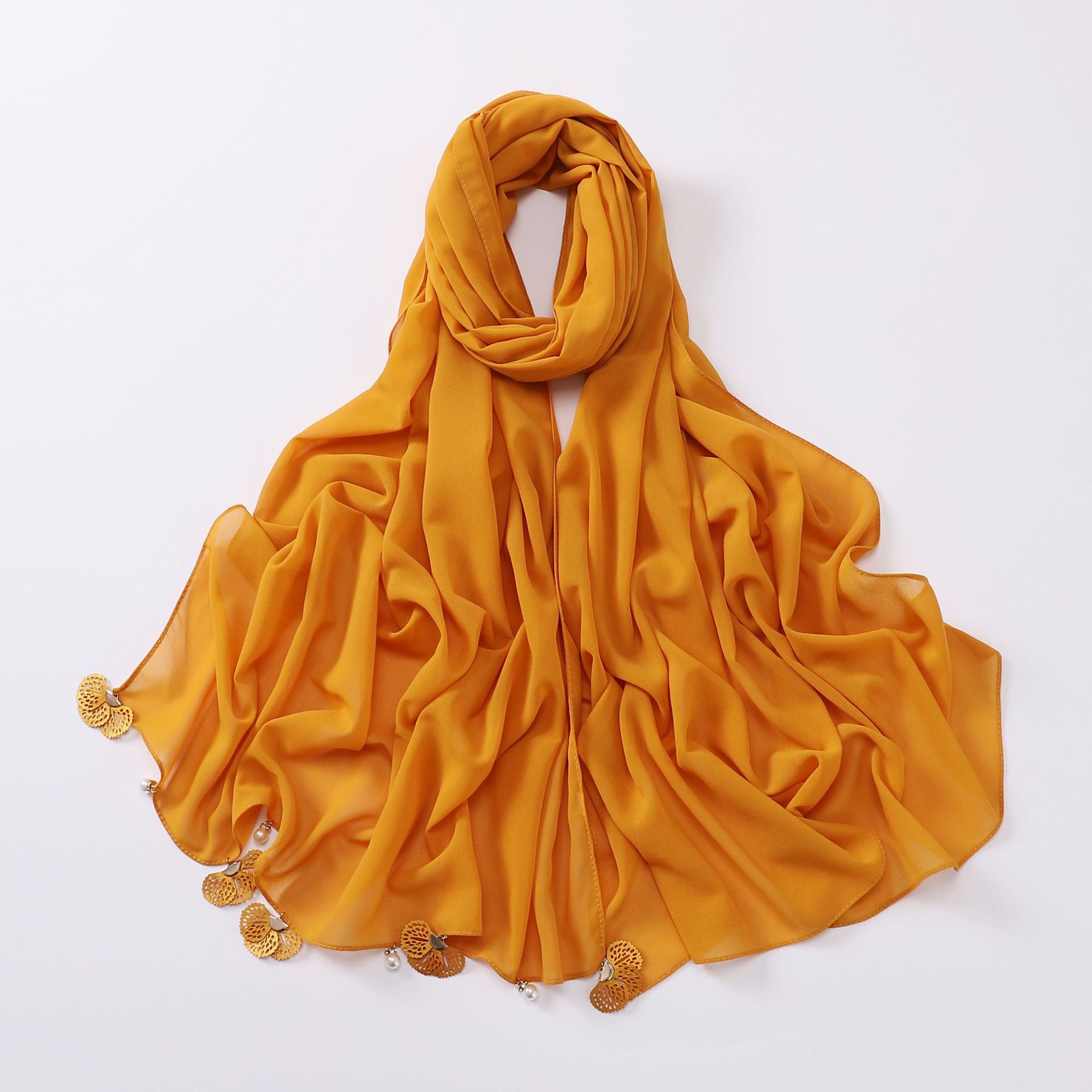 Hot-selling new solid-color chiffon scarf, thin flower hollow monochrome sunscreen shawl fashion headscarf women
