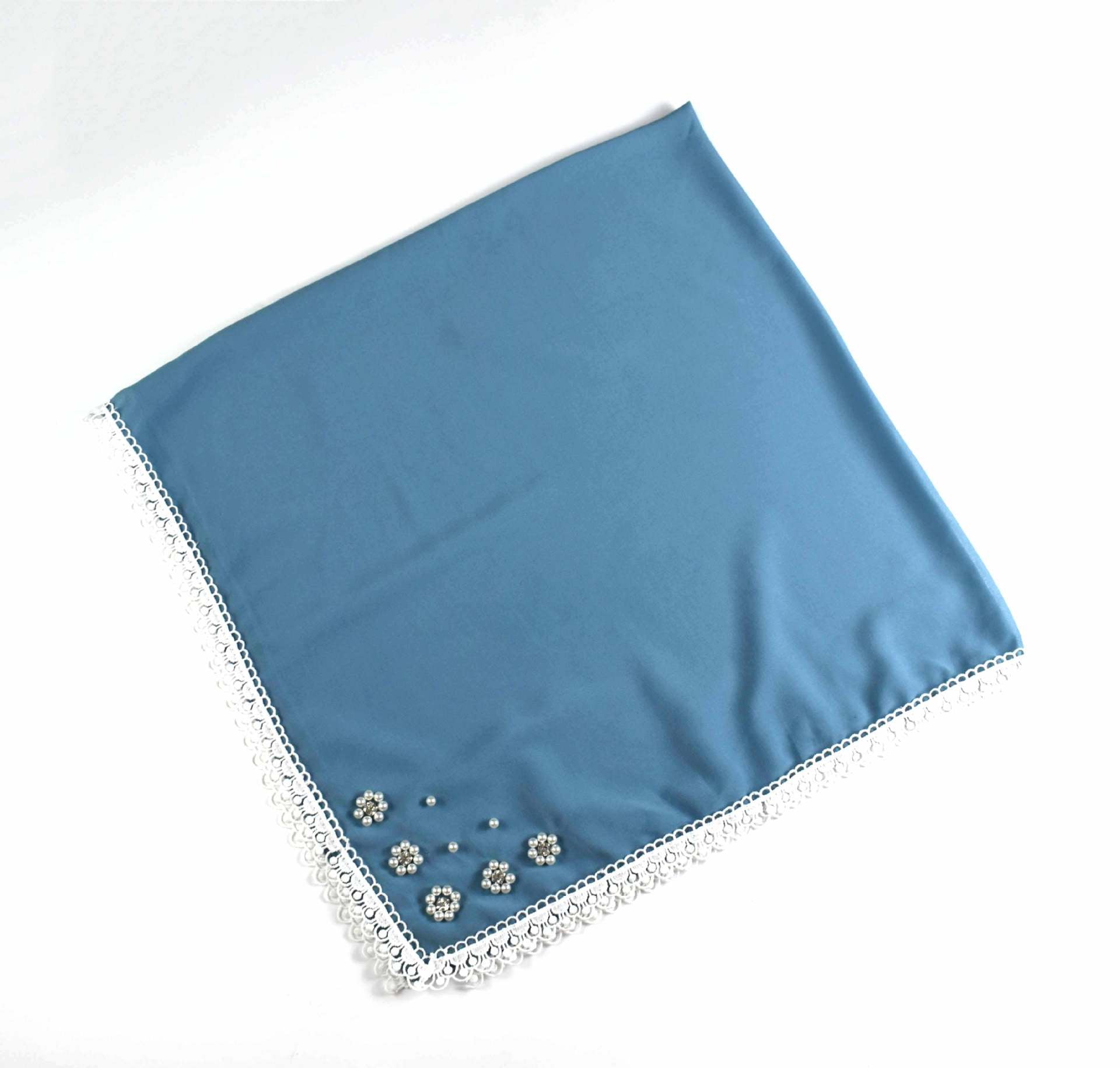 Monochrome pearl chiffon square scarf ins small flower silk scarf Middle East Africa hijab