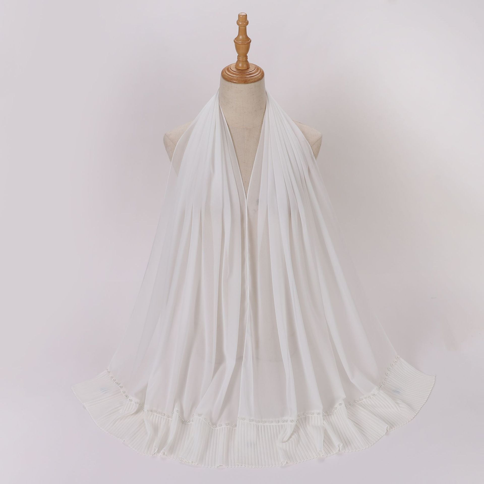 New pearl chiffon pleated beaded scarf gauze malay headscarf middle east Africa hijab