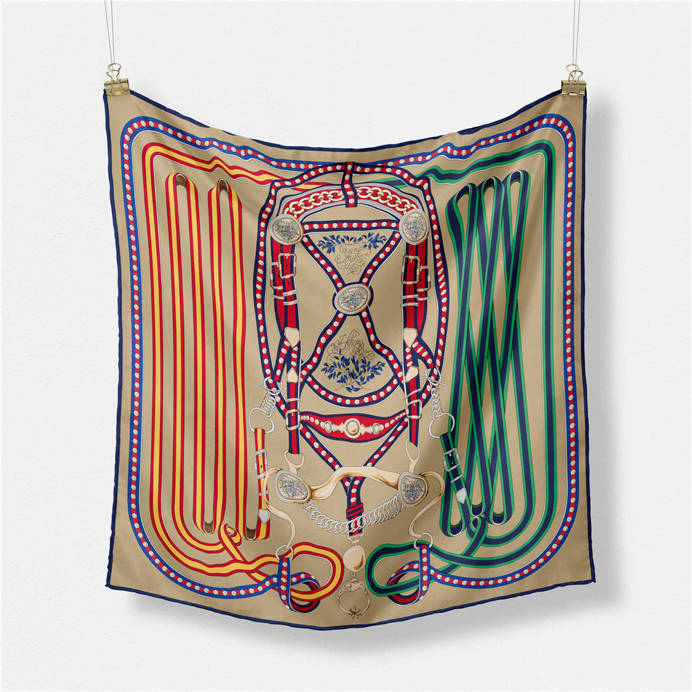 European and American fashion digital printing scarf 53cm small square scarf, women's versatile and elegant scarf tied hair band