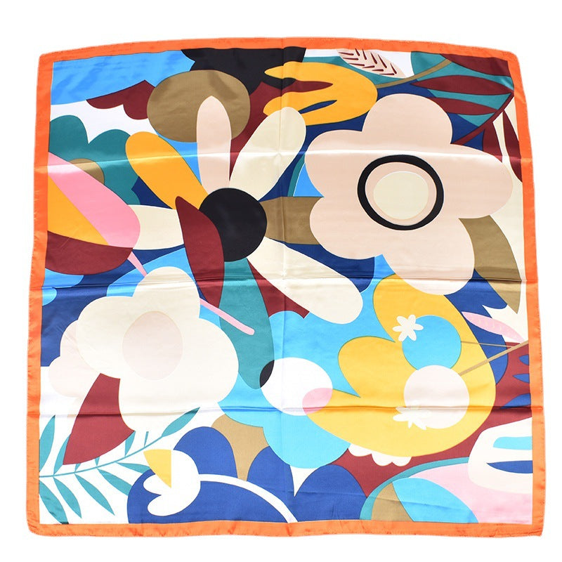 New product hot-selling fashion retro printing 90cm-color diced large square scarf silk scarf square scarf advanced sense