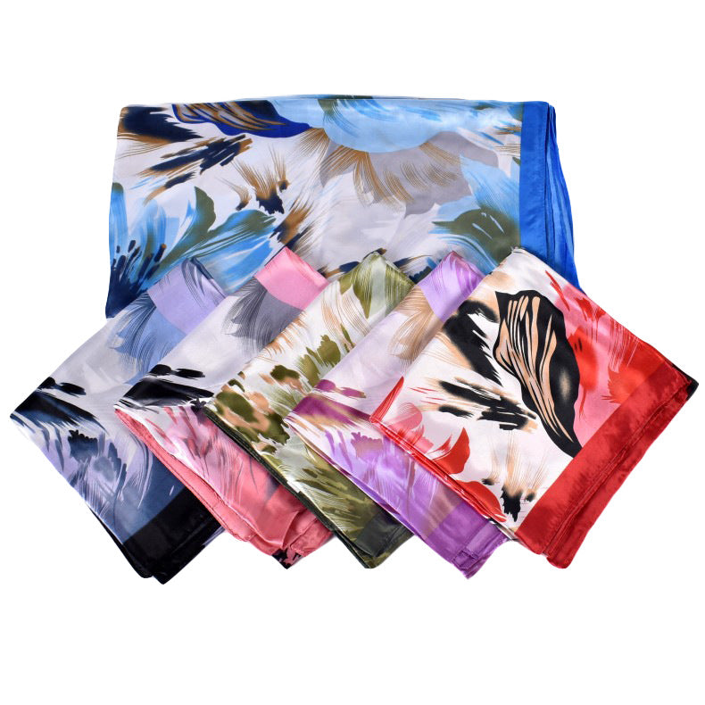 Fashion autumn and winter new 90-color diced imitation silk feather square silk scarf, scarf