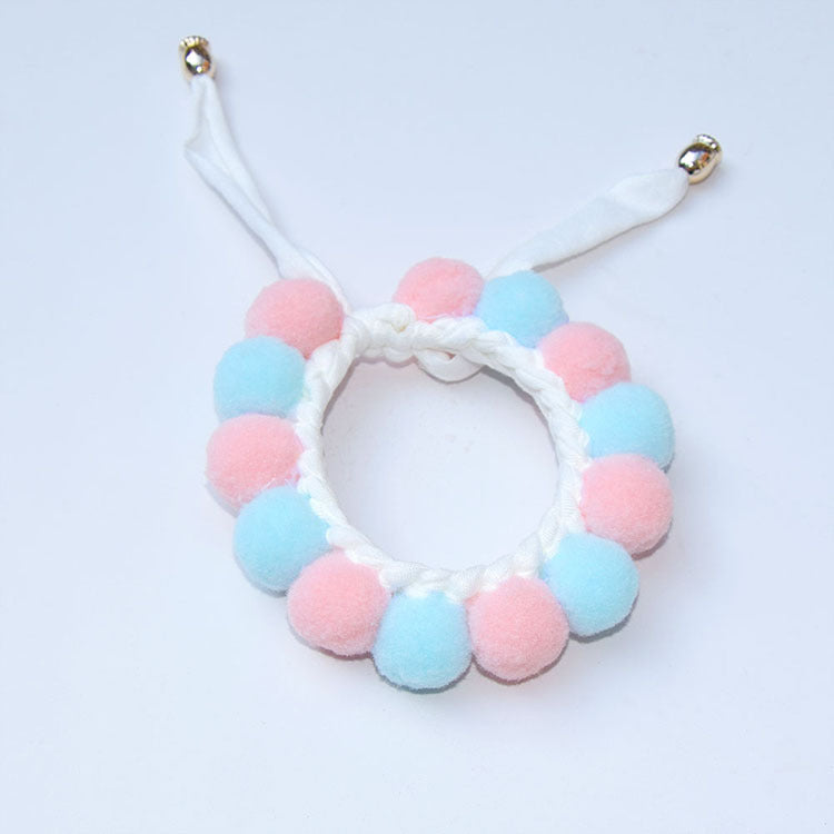 Popular pet supplies hand-woven hairball adjustable Christmas cat dog scarf pet collar