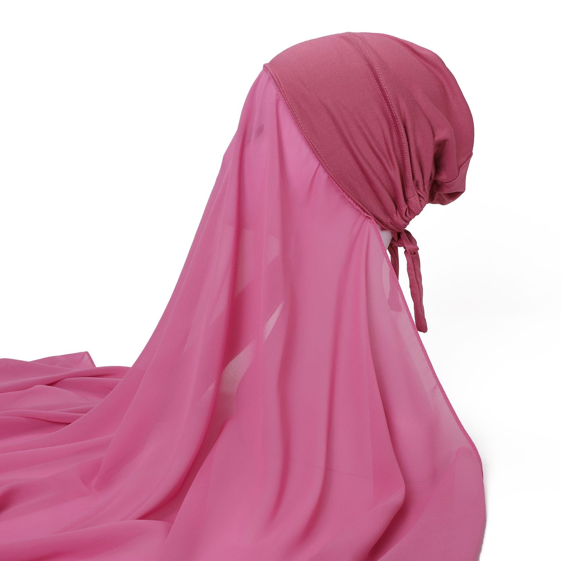 Pearl chiffon bottoming hat set, scarf, milk silk comfortable pullover hat, lazy headscarf.