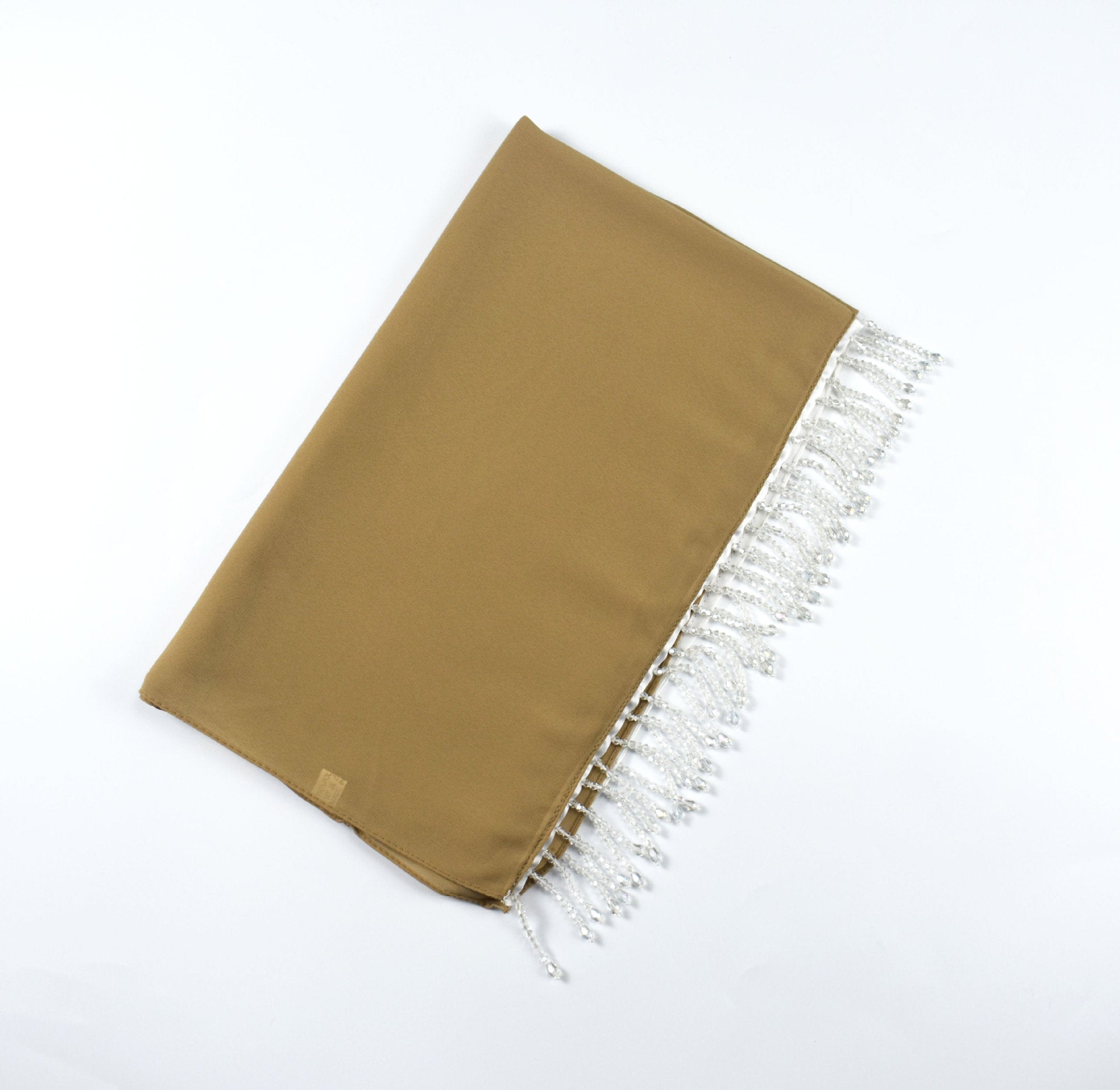 New monochrome pearl chiffon scarf high quality crystal fringed  headscarf chiffon