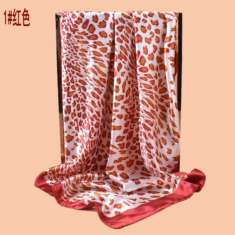 2025 New 90cm-color Cub Leopard Print Versatile Printed Square Scarf with Sunscreen, Bag Head Silk Scarf Decoration, Scarf