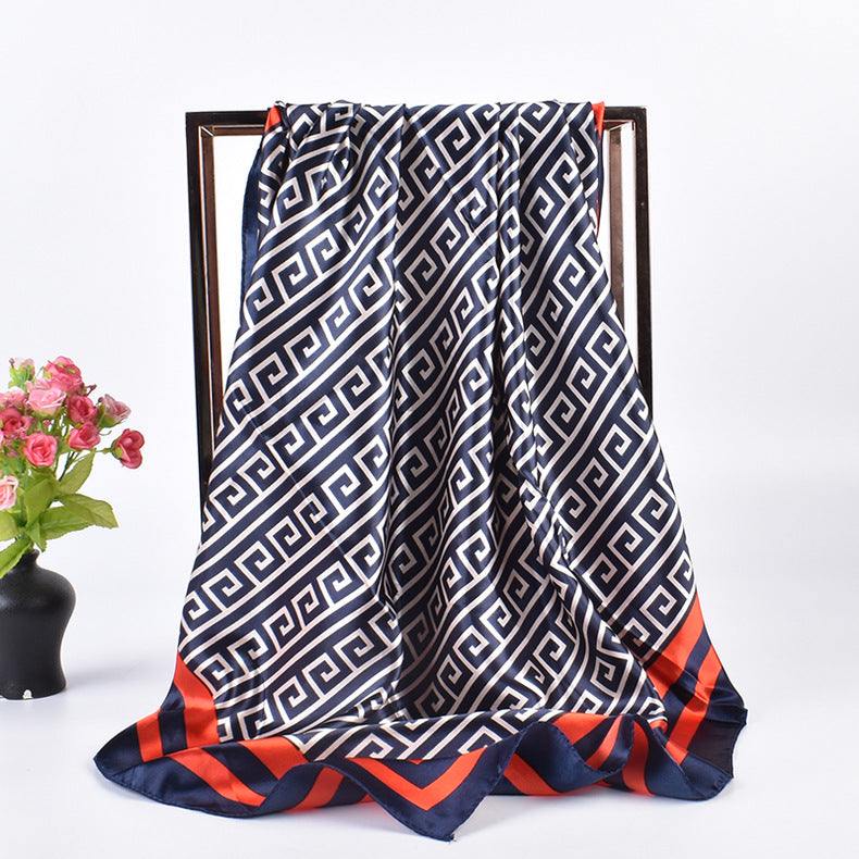 New fashion retro printing 90 * 90 satin large square scarf silk scarf, cross