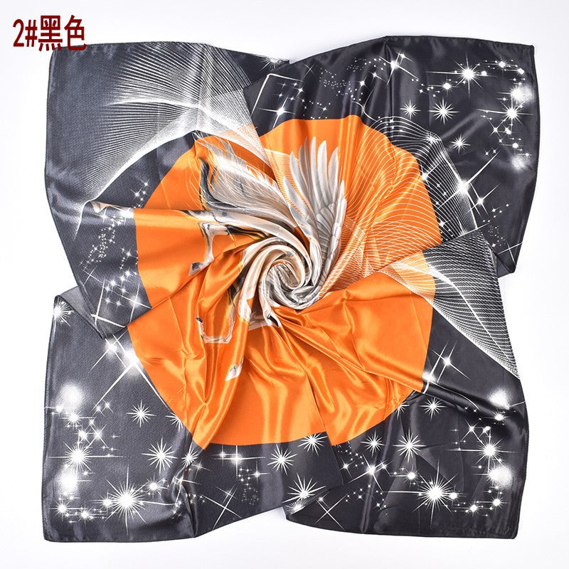 New fashionable versatile flying horse pattern printing high-quality 90 * 90 satin square towel