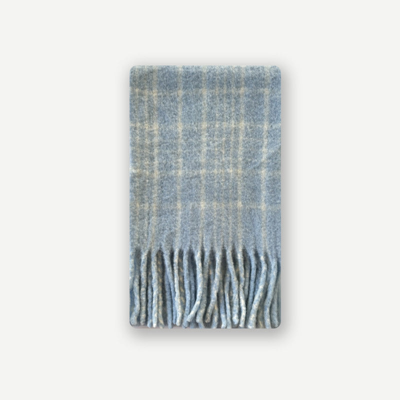 Designer with 40 wool retro Ankara red plaid scarf women's winter atmosphere wool scarf Korean version