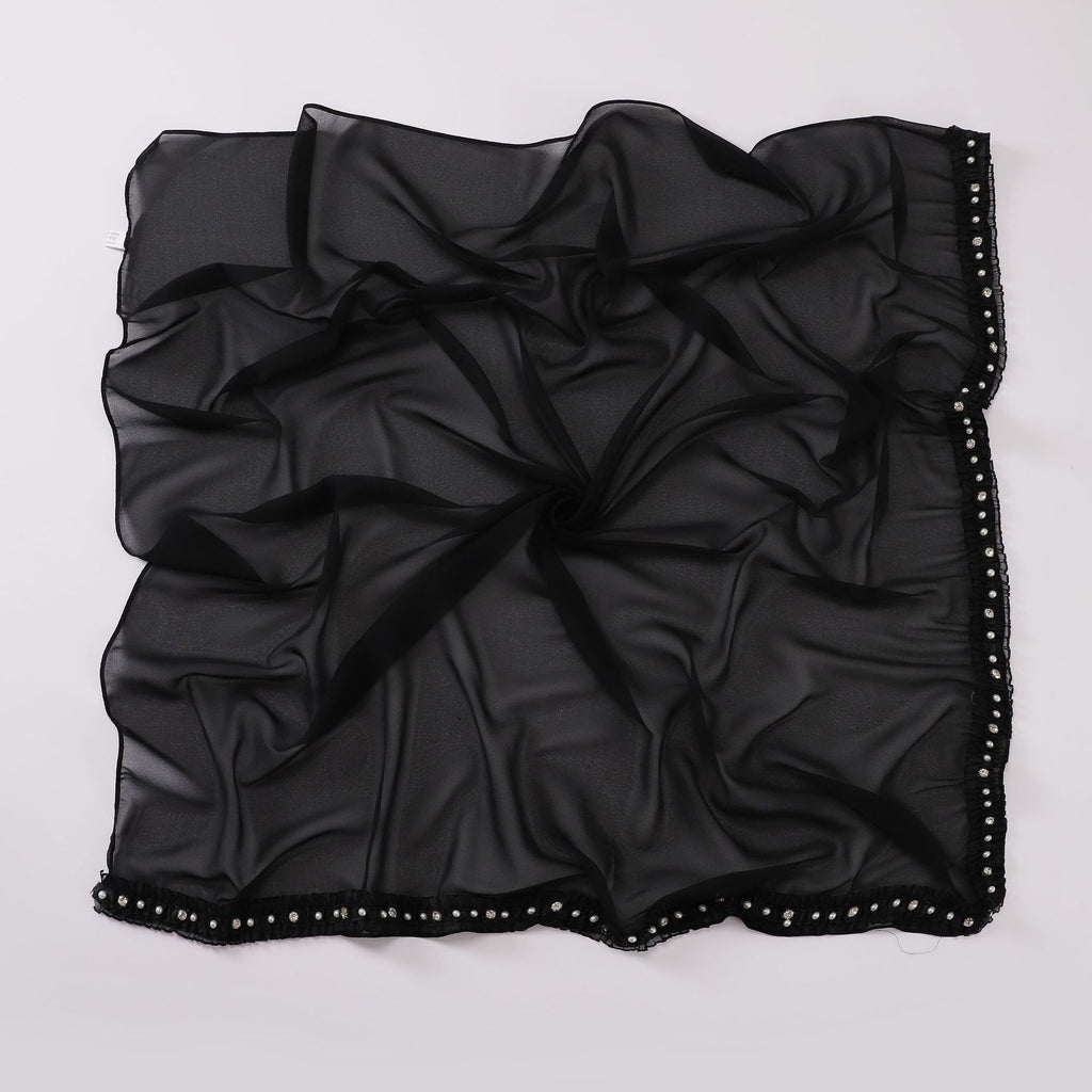 New Pearl Chiffon Bead Diamond Square Scarf Folded Lace 90 * 90cm Scarf Hijab