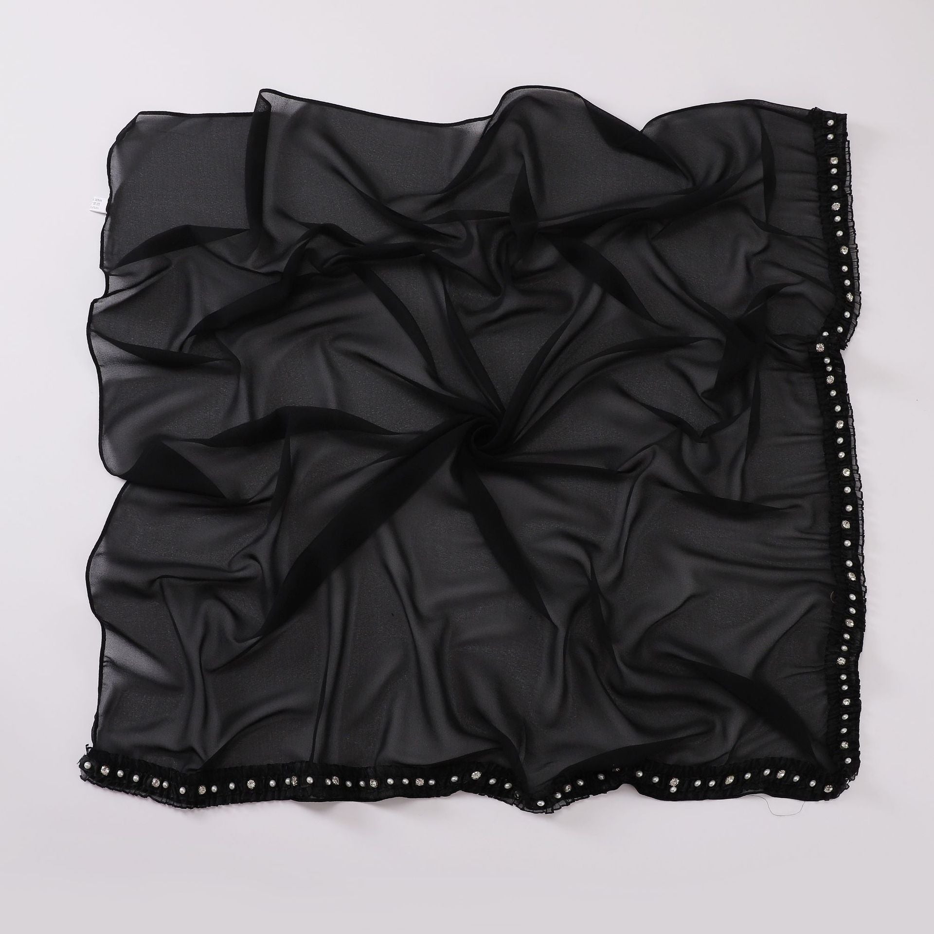 New Pearl Chiffon Bead Diamond Square Scarf Folded Lace 90 * 90cm Scarf Hijab