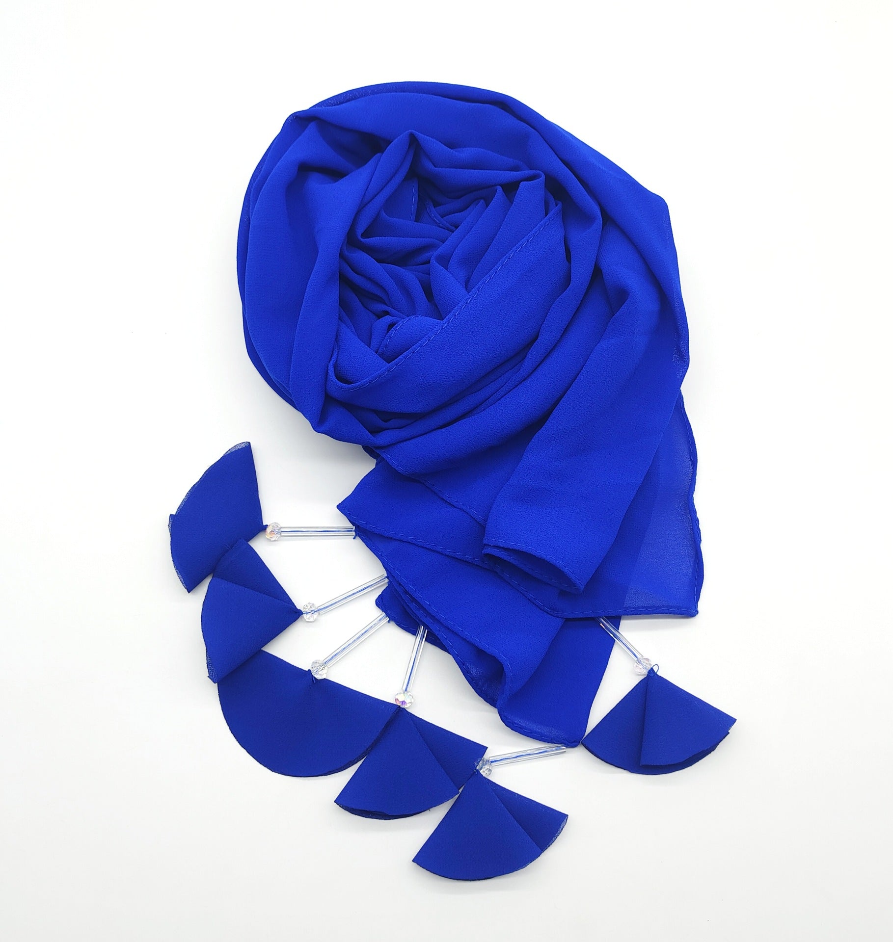 New crystal flower fringed pearl chiffon long towel women's hijab malaysia Indonesian Headscarf