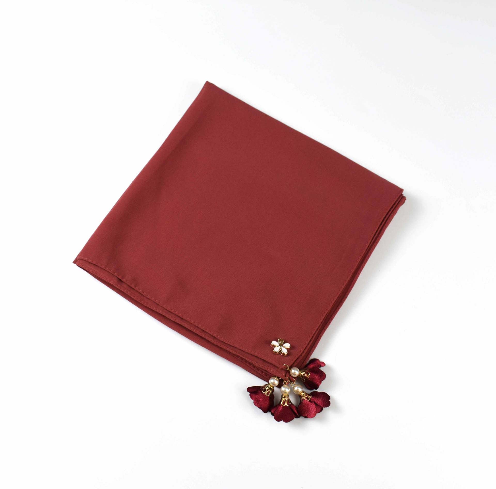 New solid color pearl chiffon square scarf 90 headscarf ins small fresh silk scarf yarn hijab