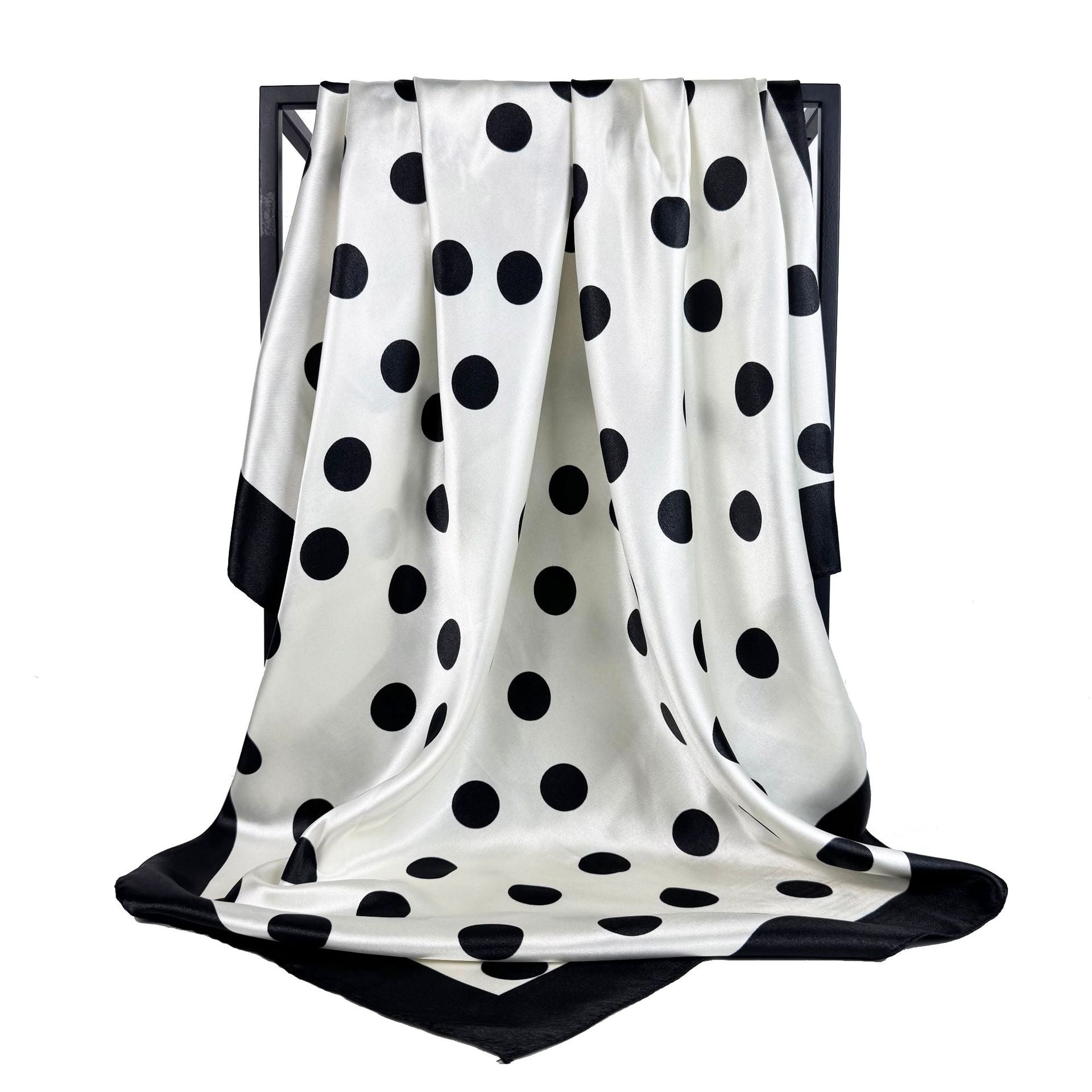 simple and elegant large polka dot printed silk scarf 90cm large square scarf, women's headscarf, yarn scarf.