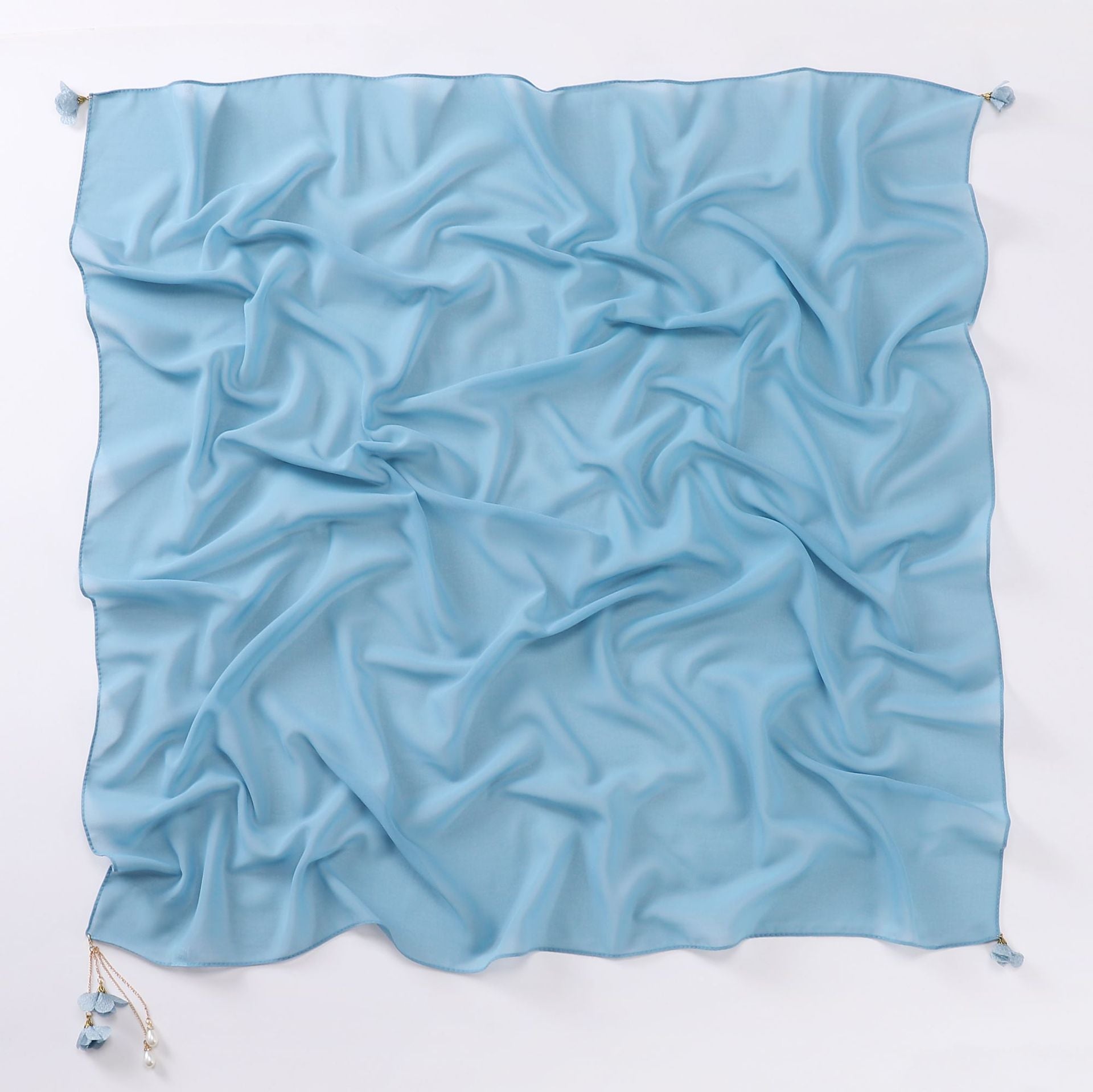 Pearl flower pendant pearl chiffon square scarf 90 * 90cm headscarf