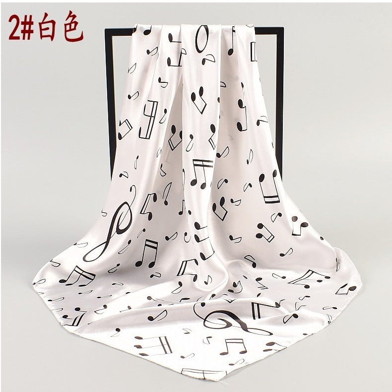 Summer new music note satin square scarf silk scarf, fashion imitation silk scarf