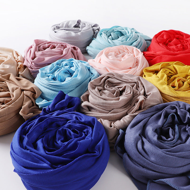 New Solid Color Jersey Hijab Women Plain Color Jesey Scarf Mercerized Cotton Headscarf