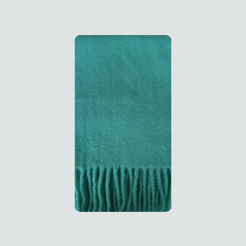 New mint green snow bud powder flat for solid color 20% wool blend scarf women's winter soft atmosphere scarf