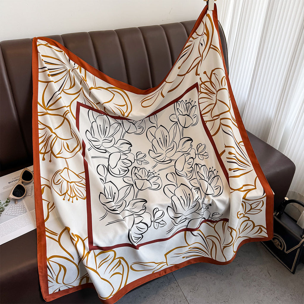 Age-reducing printed scarf, scarf, large square scarf, outer shawl, sunscreen, fashion scarf, professional multi-functional neck protection