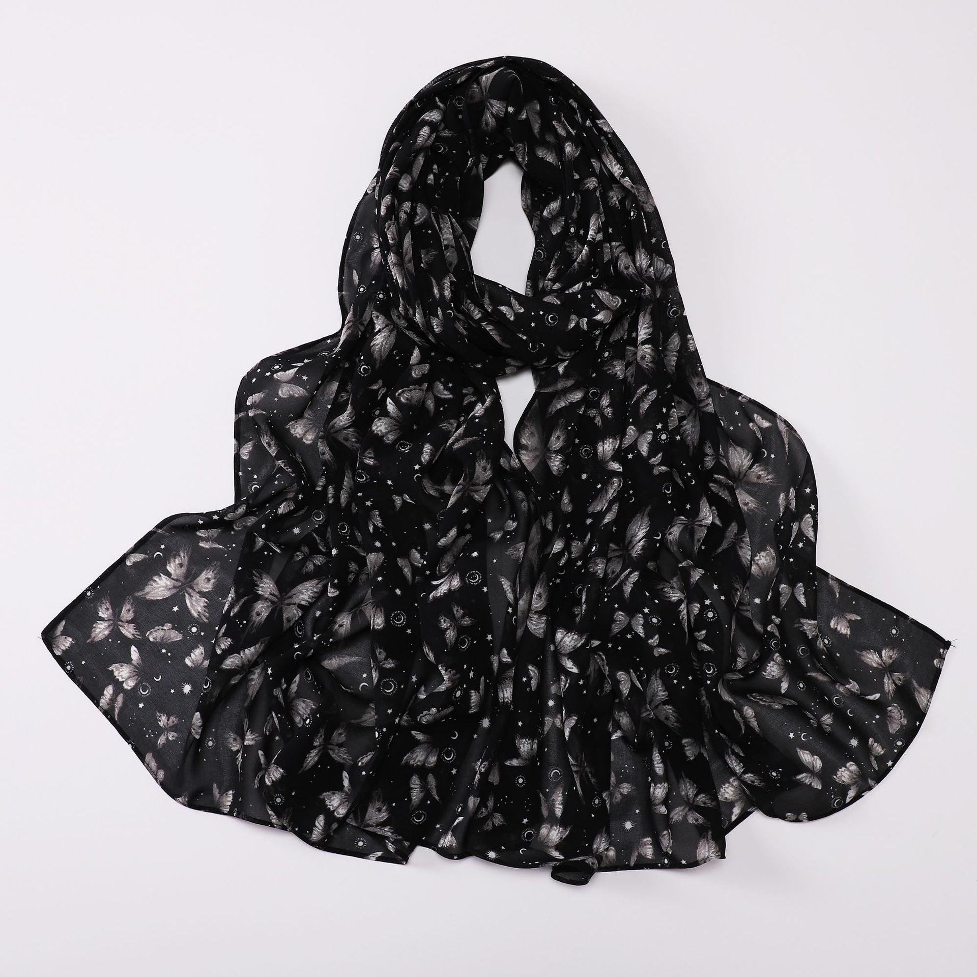 Spring pearl chiffon print floral scarf middle east headscarf yarn oil painting style hijab