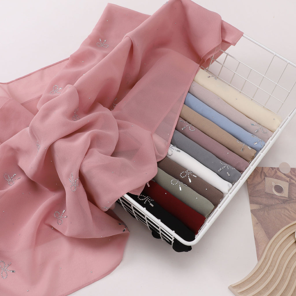 New Pearl Chiffon Muslim Hot Diamond Long Middle East Headscarf