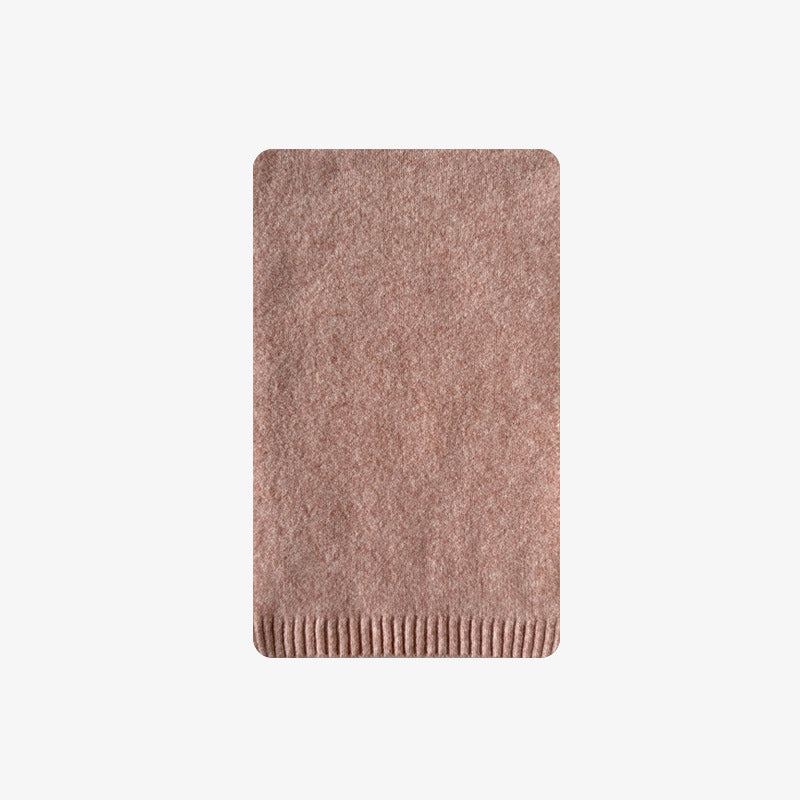 Classic basic wool blended soft waxy solid color flower knitted scarf women's winter cute wool scarf