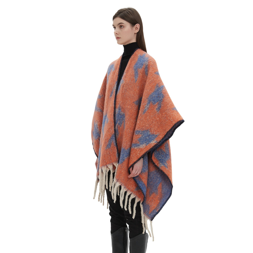 Shawl 2025 new European and American autumn and winter circle yarn imitation mohair thickened thousand bird grid shawl