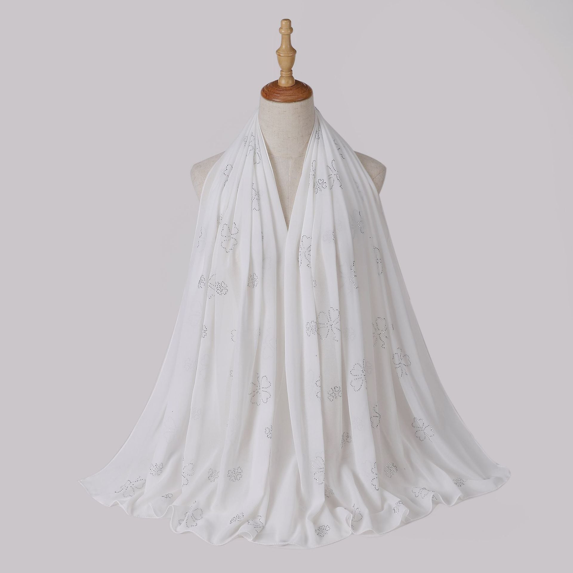 Flower Diamond solid color pearl chiffon scarf Middle East headscarf