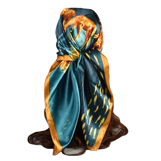 Spring and Autumn New Fashion "Deer" Printing 90 Generous Silk Scarf Women