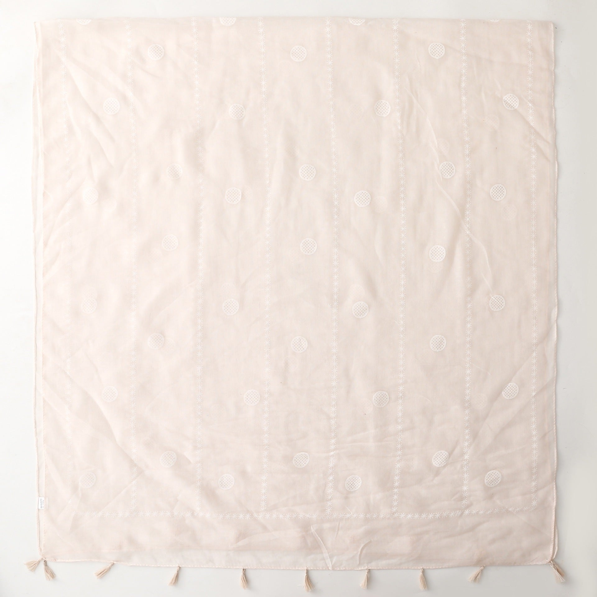 Solid color ethnic style women's scarf handmade fringed flower geometric scarf silk scarf shawl women