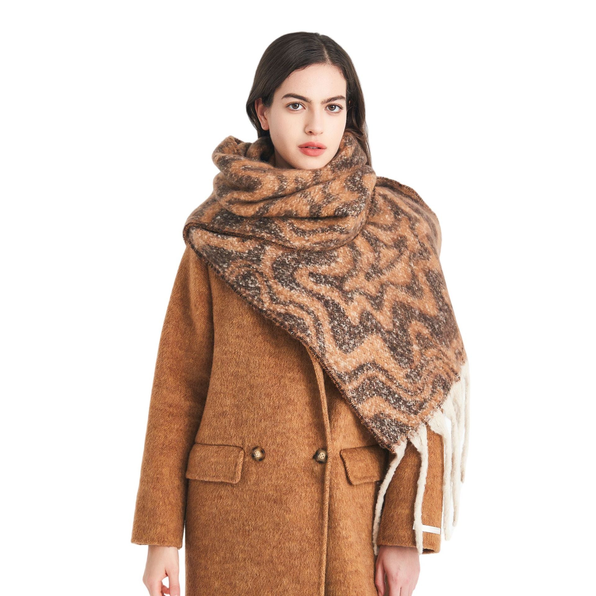 Europe, America autumn and winter circle yarn imitation mohair water ripple jacquard scarf