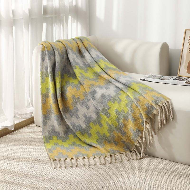 Blanket 2025 new European and American autumn and winter circle yarn imitation mohair thickened jacquard Great Wall shawl