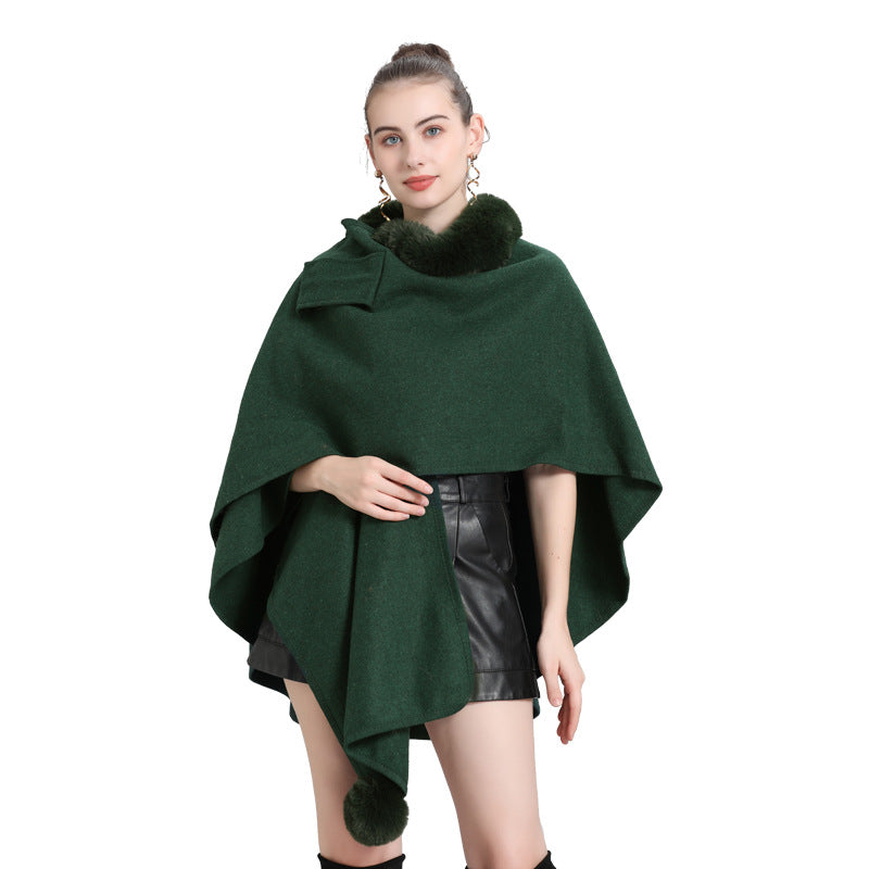 Hot autumn and winter new scarf shawl cape fur collar hairball knitted cardigan cape shawl 0962 #