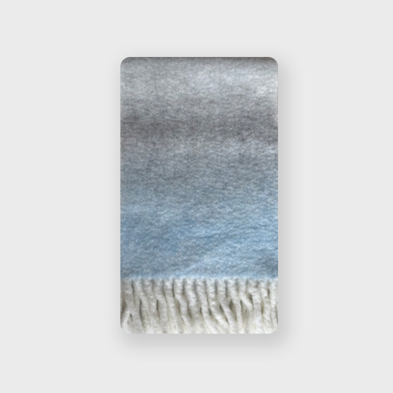 Wool blended gradual change of color scarf women's autumn and winter thickened warm ins atmosphere increased soft scarf