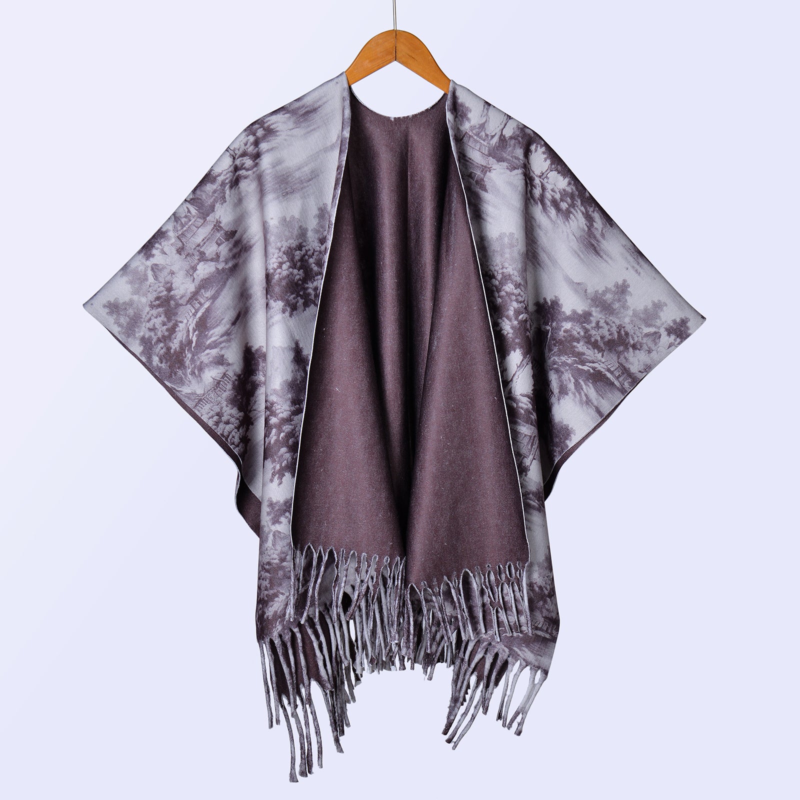 New ethnic style ink double-sided thickened shawl with women's autumn and winter retro high-end photo shawl large cape