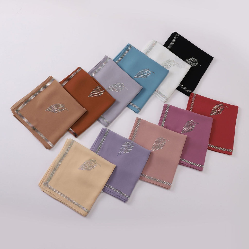 New Pearl Chiffon High Quality Middle East Hot Diamond Square Scarf 90 × 90cm Headscarf
