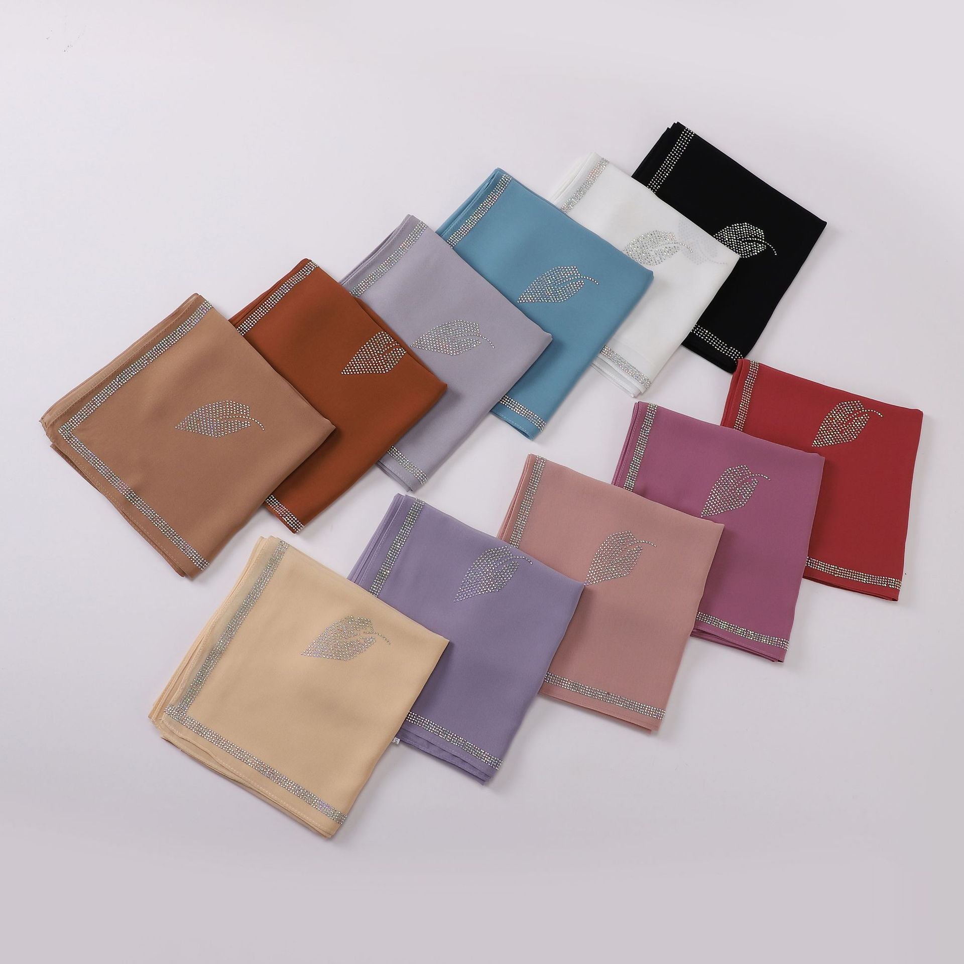 New Pearl Chiffon High Quality Middle East Hot Diamond Square Scarf 90 × 90cm Headscarf