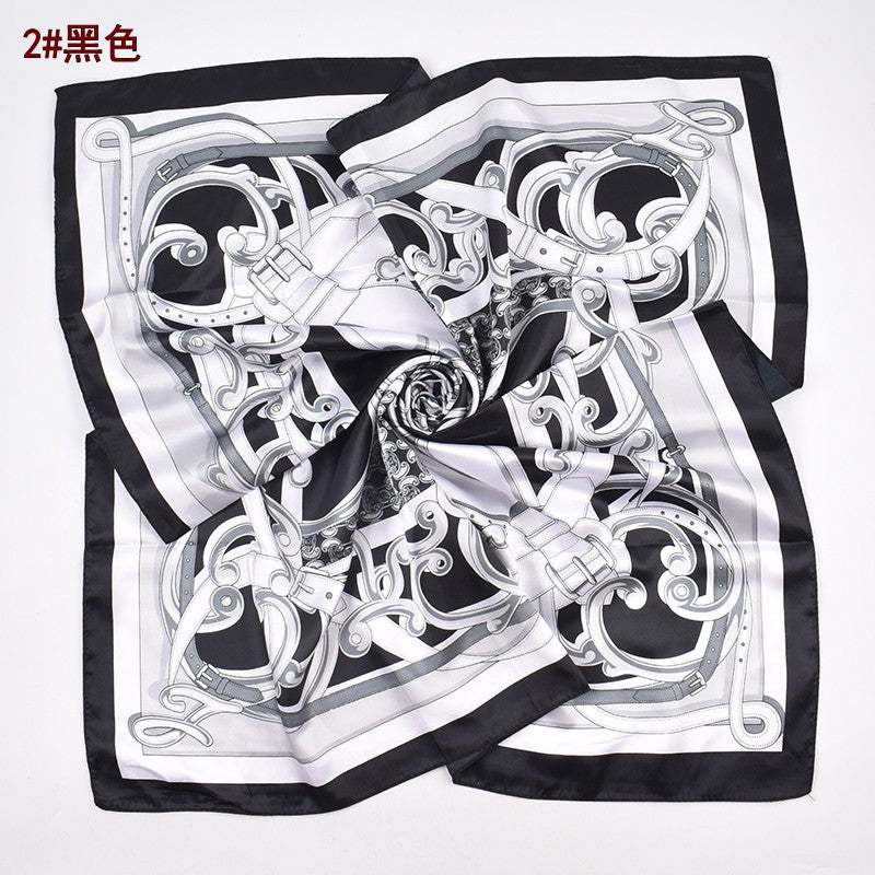 Classic chain printing imitation silk 90 satin women's versatile decorative large square scarf scarf headscarf