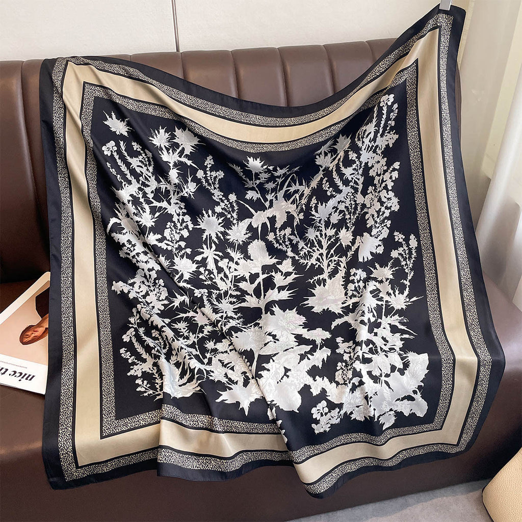 New retro fashion printed 90 square scarves women's spring and autumn thin versatile scarf multi-functional windproof shawl