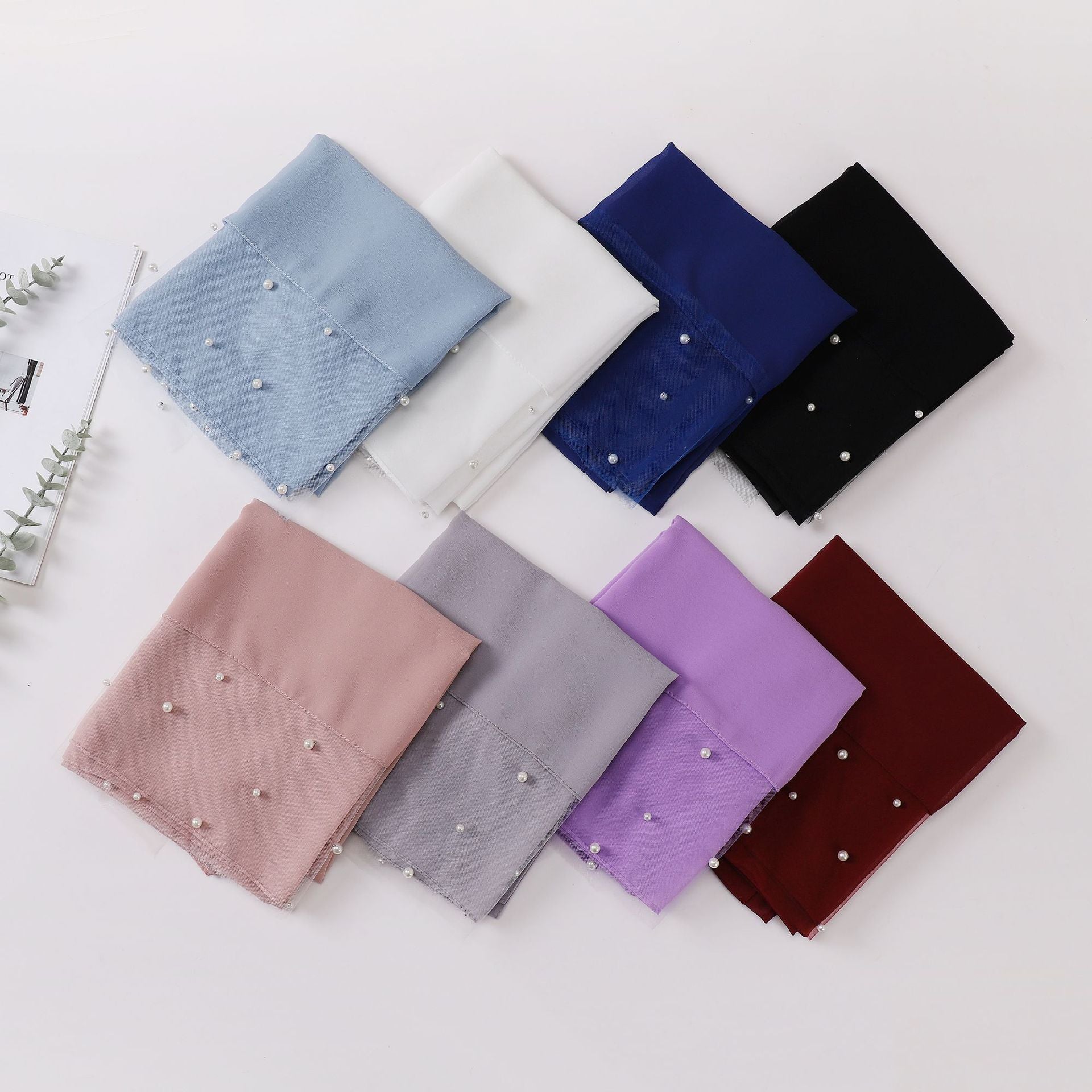 Pearl Chiffon Lace Edge Square Scarf Middle East Africa Headscarf Malaysia Indonesia Hijab