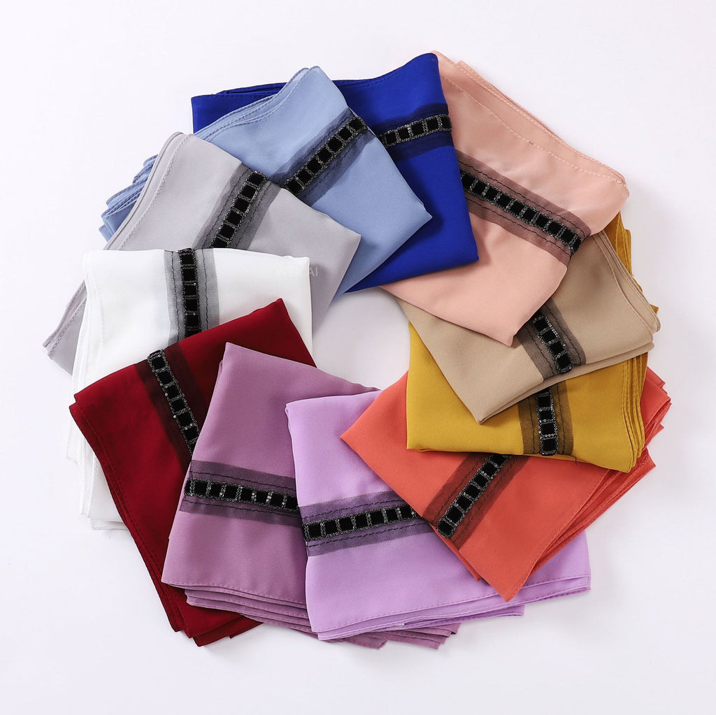 New solid color pearl chiffon chain lace jewelry  scarf headscarf bubble scarf Middle East Malay headscarf