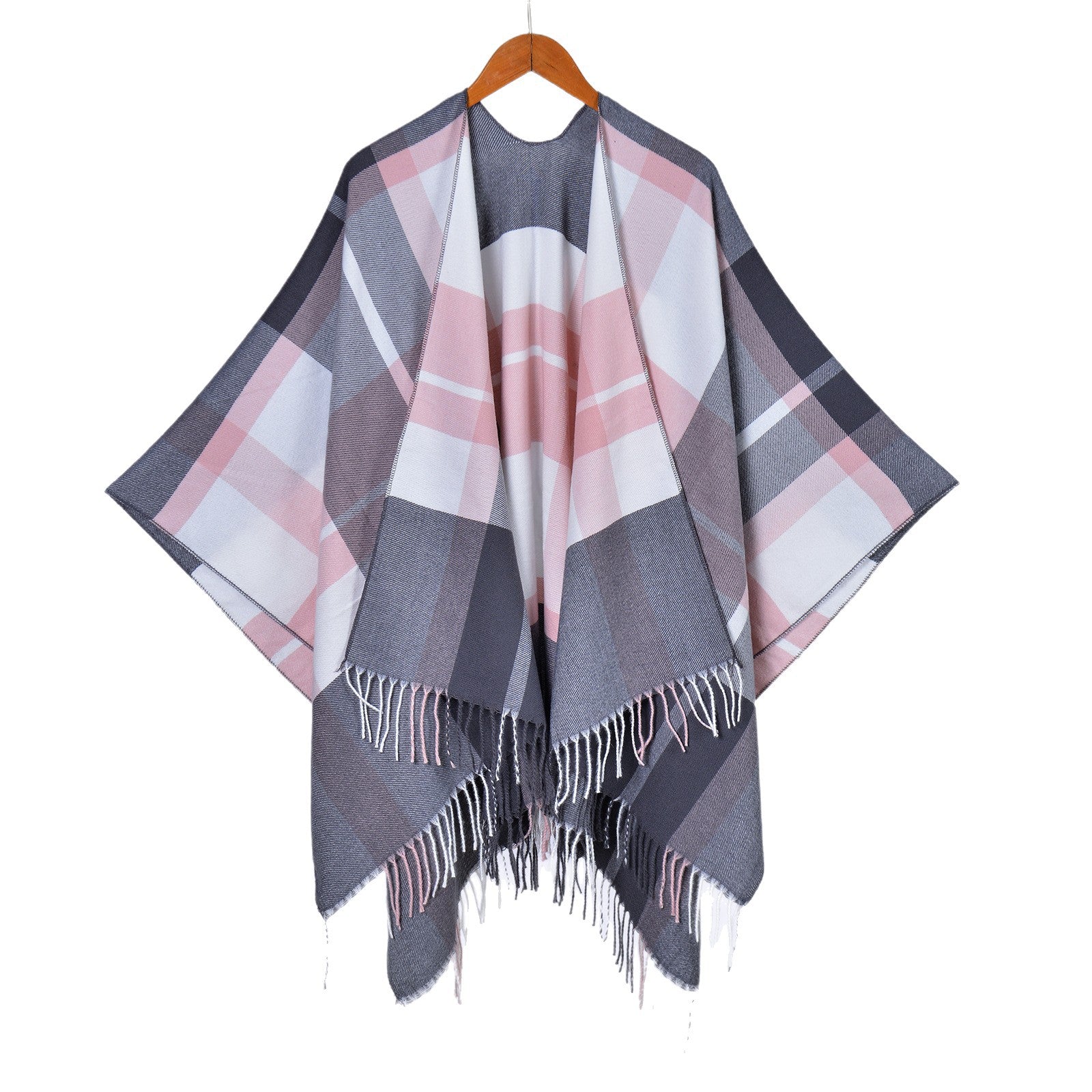 plaid fringed shawl men's and women's autumn and winter classic split-ended large shawl cape hot-selling