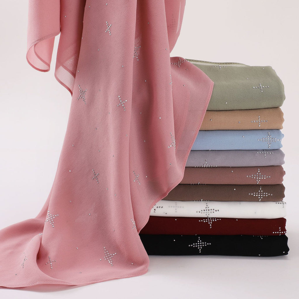 New Pearl Chiffon Sky Star Hot Diamond Middle East and Africa Headscarf Hijab