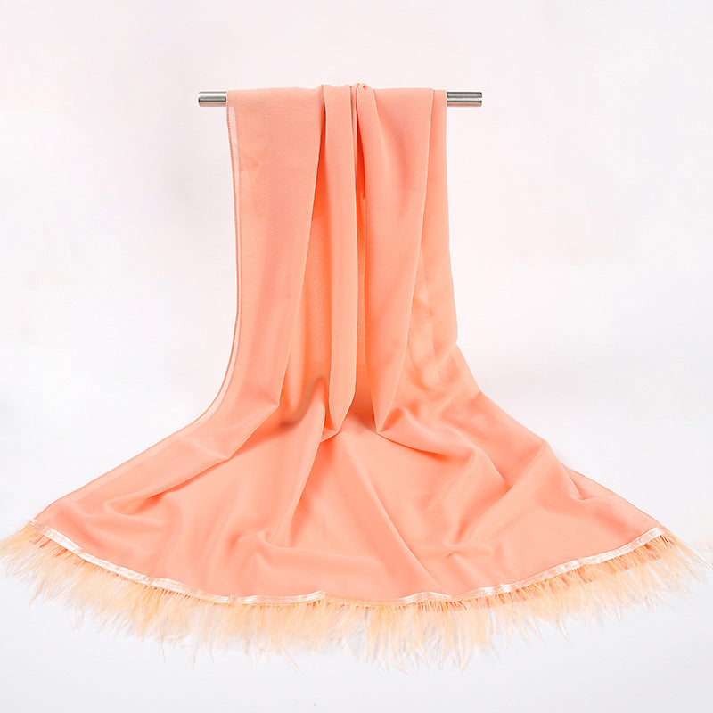 New pearl chiffon scarf feather  Middle East African headscarf hijab