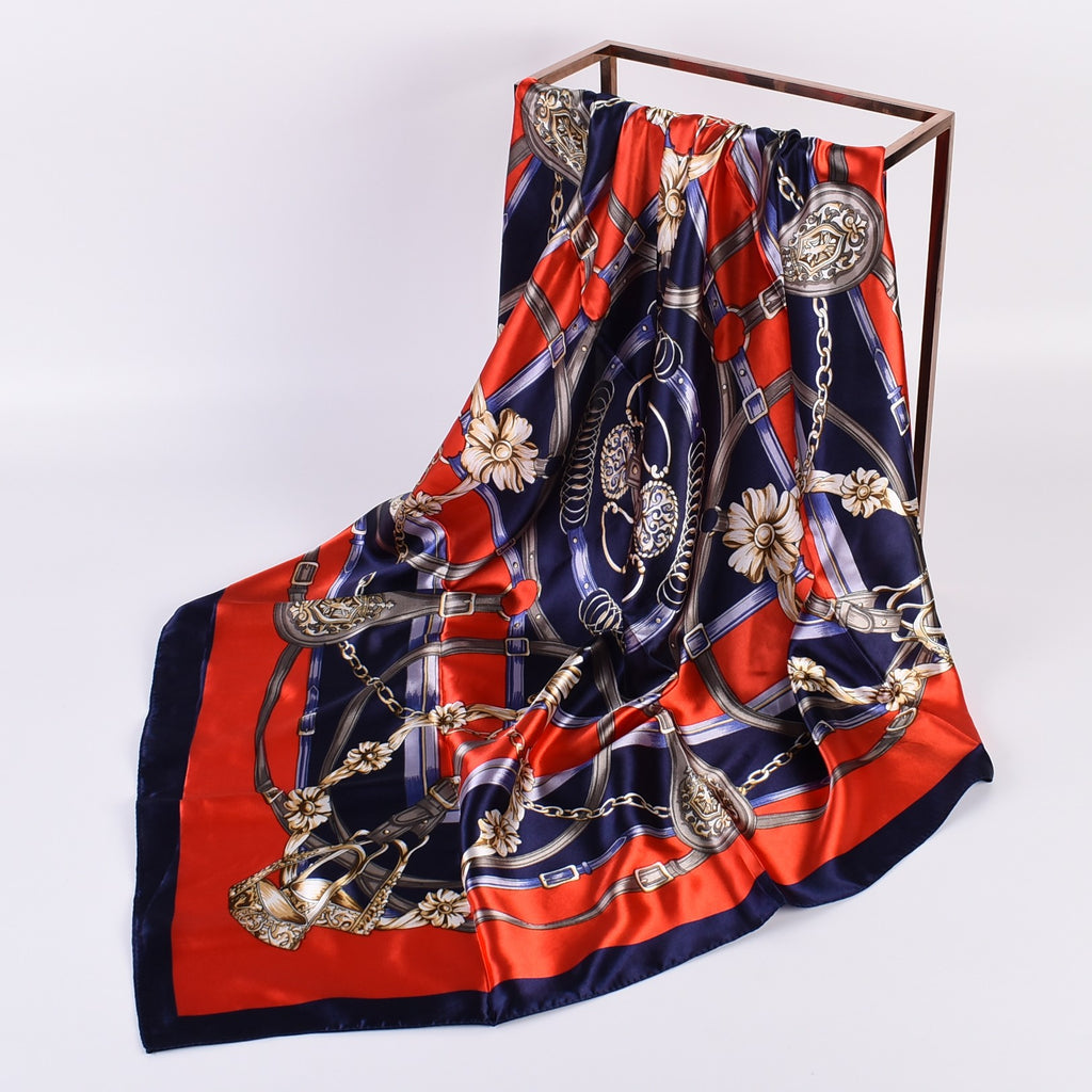 Summer new geometric simple 90 square scarves, printed fashionable square silk scarves, scarves silk scarves